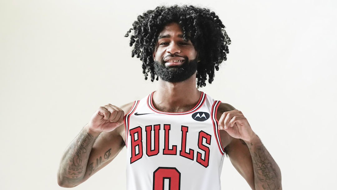 Sep 29, 2025; Chicago, IL, USA; Chicago Bulls guard Coby White (0) poses for photos during Chicago Bulls Media Day. Mandatory Credit: David Banks-Imagn Images Sep 29, 2025; Chicago, IL, USA; Chicago Bulls guard Coby White (0) poses for photos during Chicago Bulls Media Day. Mandatory Credit: David Banks-Imagn Images