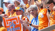 Lady Vols fans clap during a NCAA regional game between Tennessee and Ohio State at Sherri Parker Lee Stadium in Knoxville, Tenn., on May 17, 2025.