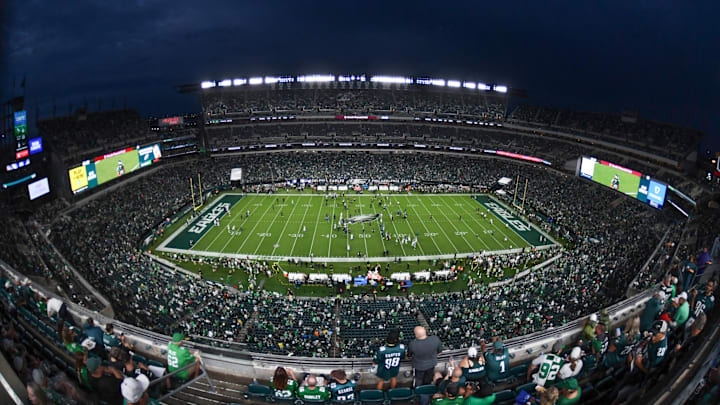 Sep 4, 2025; Philadelphia, Pennsylvania, USA; A general view of the stadium during warmups before the game between the Philadelphia Eagles and the Dallas Cowboys at Lincoln Financial Field. Mandatory Credit: Eric Hartline-Imagn Images