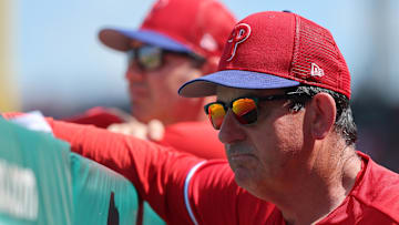 Philadelphia Phillies manager Rob Thomson looks on during spring training Grapefruit League action