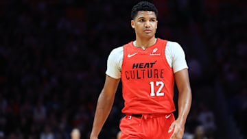 Miami Heat guard Dru Smith (12), walks down the court in a game versus the Houston Rockets last season.