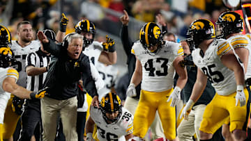 Iowa Hawkeyes defensive back Zach Lutmer (6) recovers the fumble during the first half of the game against the Wisconsin Badgers on Saturday October 11, 2025 at Camp Randall in Madison, Wisconsin.