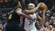 May 5, 2024; Cleveland, Ohio, USA; Orlando Magic center Wendell Carter Jr. (34) drives to the basket