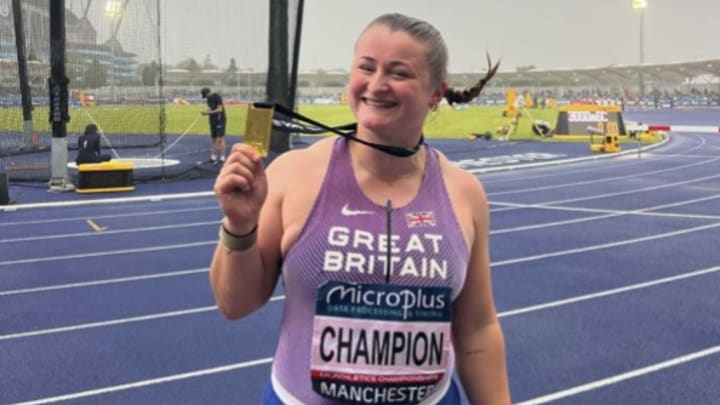 Anna Purchase celebrates her victory at the UK Olympic trials