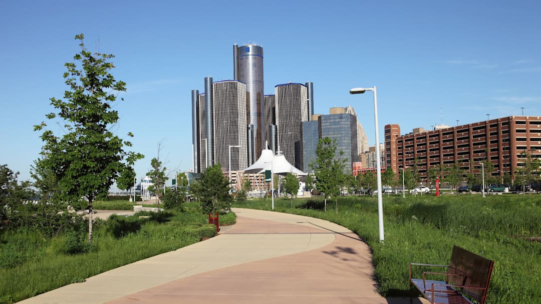 The Detroit Riverfront features an accessible pathway. The Detroit Riverfront features an accessible pathway.