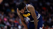 Apr 2, 2025; Denver, Colorado, USA; Denver Nuggets center DeAndre Jordan (6) in the third quarter against the San Antonio Spurs at Ball Arena. Mandatory Credit: Isaiah J. Downing-Imagn Images