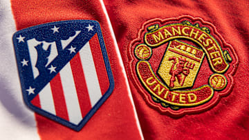 The Atletico Madrid and Manchester United Club Badges
