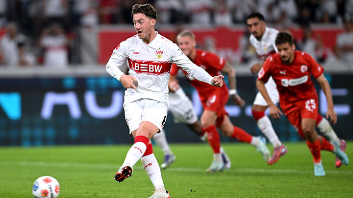 Angelo Stiller verpasste es, den VfB gegen St. Pauli in Führung zu bringen. Angelo Stiller verpasste es, den VfB gegen St. Pauli in Führung zu bringen.