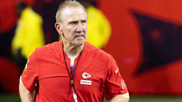 Kansas City Chiefs defensive coordinator Steve Spagnuolo against the Philadelphia Eagles in Super Bowl LIX at Ceasars Superdome.