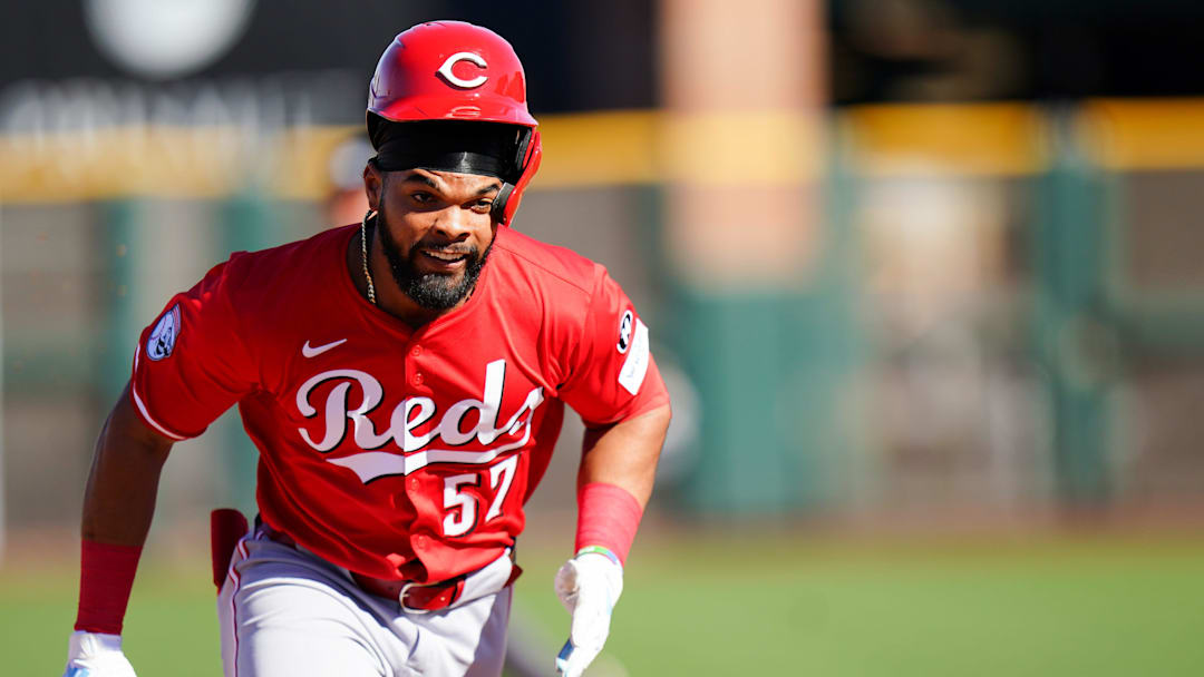 Cincinnati Reds outfielder Rece Hinds (57)