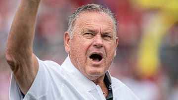 Arkansas Razorbacks coach Sam Pittman before game with the Arkansas State Red Wolves at War Memorial Stadium in Little Rock, Ark.
