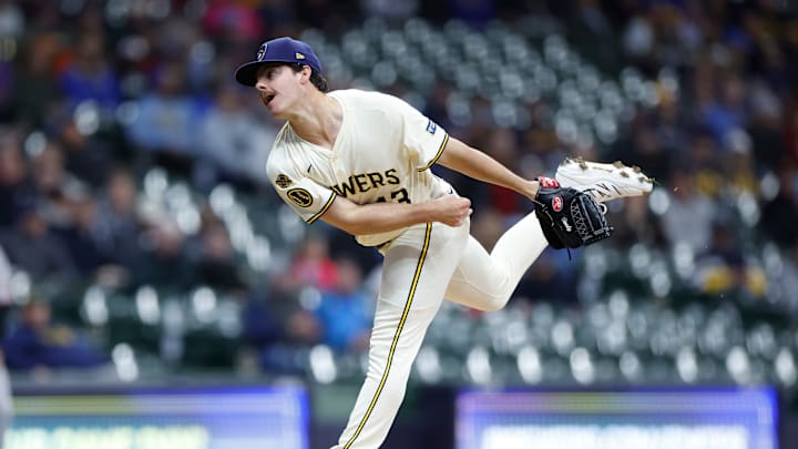 Milwaukee Brewers pitcher Logan Henderson throws a pitch against the Baltimore Orioles.