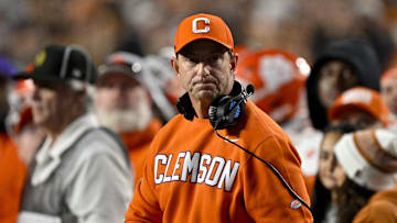 Dec 21, 2024; Austin, Texas, USA; Clemson Tigers head coach Dabo Swinney during the game between the Texas Longhorns and the Clemson Tigers in the CFP National Playoff First Round at Darrell K Royal-Texas Memorial Stadium. Mandatory Credit: Jerome Miron-Imagn Images