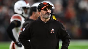 Dec 28, 2023; Cleveland, Ohio, USA; Cleveland Browns head coach Kevin Stefanski looks on during the second half against the New York Jets at Cleveland Browns Stadium. Mandatory Credit: Ken Blaze-USA TODAY Sports