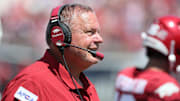  Arkansas Razorbacks head coach Sam Pittman during the second half against the Western Carolina Catamounts at War Memorial Stadium. 