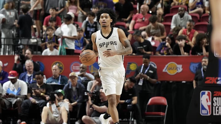 San Antonio Spurs guard Dylan Harper is a player to watch with the Spurs favored on Monday night. San Antonio Spurs guard Dylan Harper is a player to watch with the Spurs favored on Monday night.
