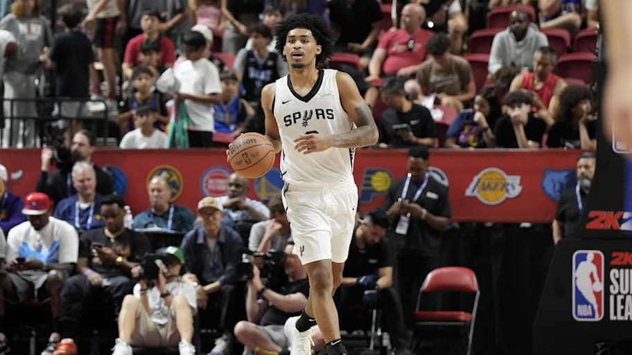 San Antonio Spurs rookie Dylan Harper will sit out the remainder of summer league action. | Candice Ward-Imagn Images