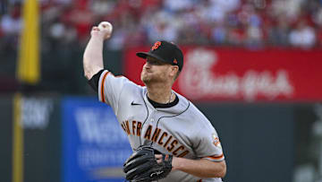 Jun 13, 2023; St. Louis, Missouri, USA;  San Francisco Giants starting pitcher Alex Cobb (38)