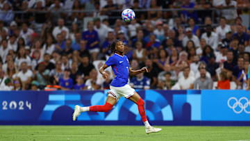 [US, Mexico & Canada customers only] Jul 24, 2024; Marseille, France; Michael Olise of France in action.  during a men's Group A football match during the Paris 2024 Olympic Summer Games at Orange Velodrome. Mandatory Credit: Luisa Gonzalez/Reuters via Imagn Images