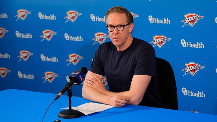Sam Presti, Thunder General Manager, has his end-of-season media access, Monday, June 8, 2026.