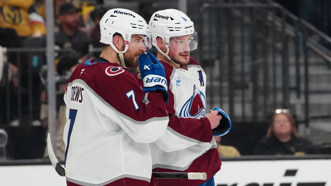 Colorado Avalanche defenseman Devon Toews (7) talks with defenseman Cale Makar (8) Credit: Stephen R. Sylvanie-Imagn Images Colorado Avalanche defenseman Devon Toews (7) talks with defenseman Cale Makar (8) Credit: Stephen R. Sylvanie-Imagn Images