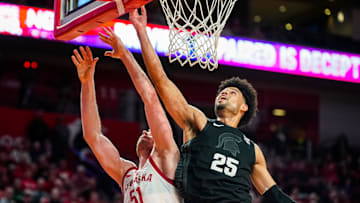 Dec 10, 2023; Lincoln, Nebraska, USA; Michigan State Spartans forward Malik Hall (25) shoots the