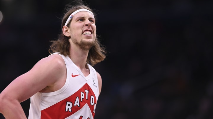 Mar 23, 2024; Washington, District of Columbia, USA;  Toronto Raptors forward Kelly Olynyk (41) reacts during the second half against the Washington Wizards at Capital One Arena. Mandatory Credit: Tommy Gilligan-USA TODAY Sports