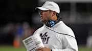 Mississippi State Bulldogs head coach Jeff Lebby looks on during the fourth quarter against the Texas Longhorns at Davis Wade Stadium at Scott Field.