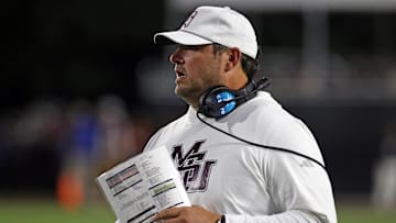 Mississippi State Bulldogs head coach Jeff Lebby looks on during the fourth quarter against the Texas Longhorns at Davis Wade Stadium at Scott Field.