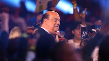Paul Heyman during the Men’s Royal Rumble match during the WWE Royal Rumble at Lucas Oil Stadium.