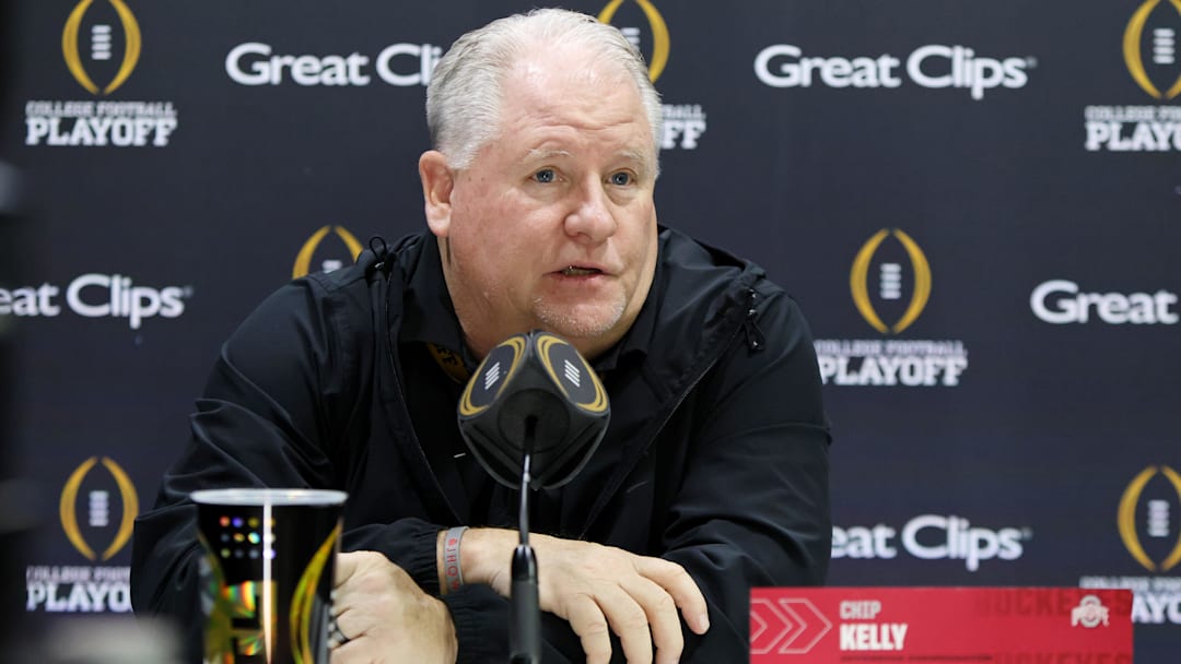 Ohio State Buckeyes offensive coordinator Chip Kelly talked to the media before a Playoff game