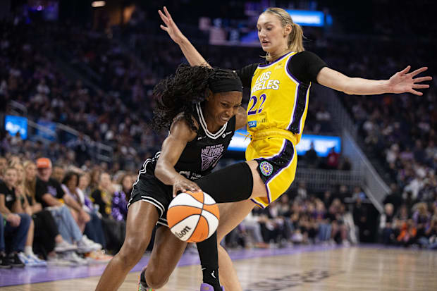 Golden State Valkyries guard Kaila Charles, Los Angeles Sparks forward Cameron Brink