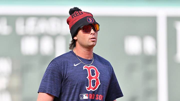 Apr 8, 2025; Boston, Massachusetts, USA; Boston Red Sox first baseman Triston Casas (36) warms up before a game against the Toronto Blue Jays at Fenway Park. Mandatory Credit: Eric Canha-Imagn Images