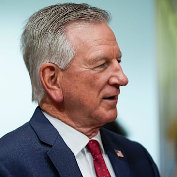 Mar 13, 2025; Washington, DC, USA; Senator Tommy Tuberville (R-AL) during a business meeting of the Senate Committee on Health, Education, Labor, and Pensions in Washington, DC, March 13, 2025