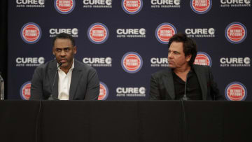 Jun 13, 2023; Detroit, MI, USA; Troy Weaver general manager of the Detroit Pistons addresses the media.
