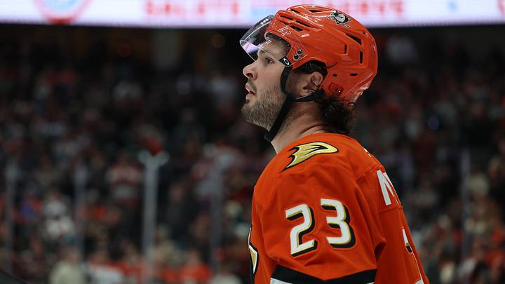 Apr 24, 2026; Anaheim, California, USA;  Anaheim Ducks center Mason McTavish (23) looks on during the second period against the Edmonton Oilers in game three of the first round of the 2026 Stanley Cup Playoffs at Honda Center. Mandatory Credit: Kiyoshi Mio-Imagn Images