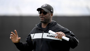 May 21, 2019; Alameda, CA, USA; Oakland Raiders receivers coach Edgar Bennett reacts during organized team activities at the Raiders practice facility. Mandatory Credit: Kirby Lee-Imagn Images