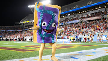 The Pop-Tarts mascot entertains the fans during the Pop-Tarts Bowl.