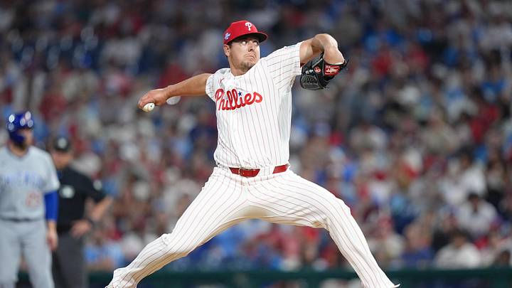 Apr 14, 2026; Philadelphia, Pennsylvania, USA; Philadelphia Phillies relief pitcher Brad Keller (40) throws a pitch against the Chicago Cubs in the sixth inning at Citizens Bank Park. Mandatory Credit: Kyle Ross-Imagn Images