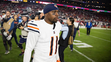 Nov 3, 2024; Glendale, Arizona, USA; Chicago Bears wide receiver DeAndre Carter (11) against the Arizona Cardinals at State Farm Stadium. Mandatory Credit: Mark J. Rebilas-Imagn Images