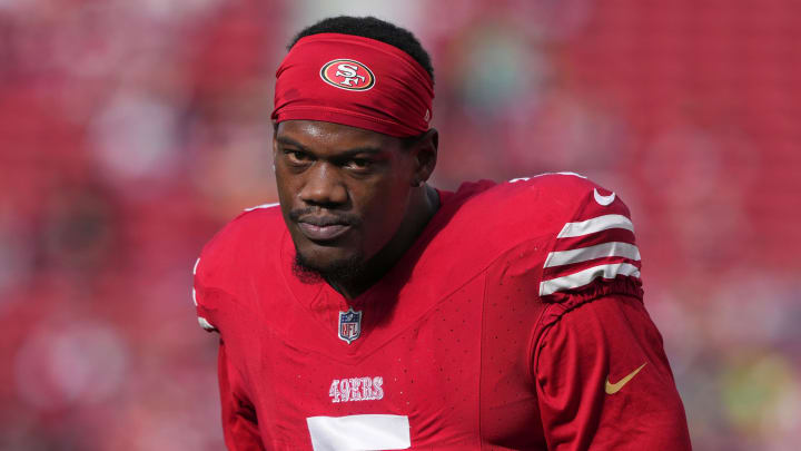 Dec 10, 2023; Santa Clara, California, USA; San Francisco 49ers linebacker Randy Gregory (5) before