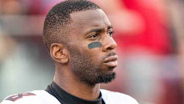 October 19, 2025; Santa Clara, California, USA; Atlanta Falcons tight end Kyle Pitts (8) before the game against the San Francisco 49ers at Levi's Stadium.