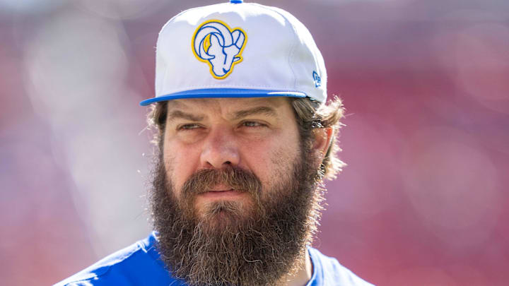 Los Angeles Rams offensive line coach Ryan Wendell. Mandatory Credit: Kyle Terada-Imagn Images