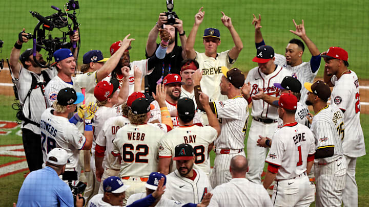 Kyle Schwarber won the All-Star Game for the National League—and took home MVP honors—for his heroics in the swing-off. Kyle Schwarber won the All-Star Game for the National League—and took home MVP honors—for his heroics in the swing-off.