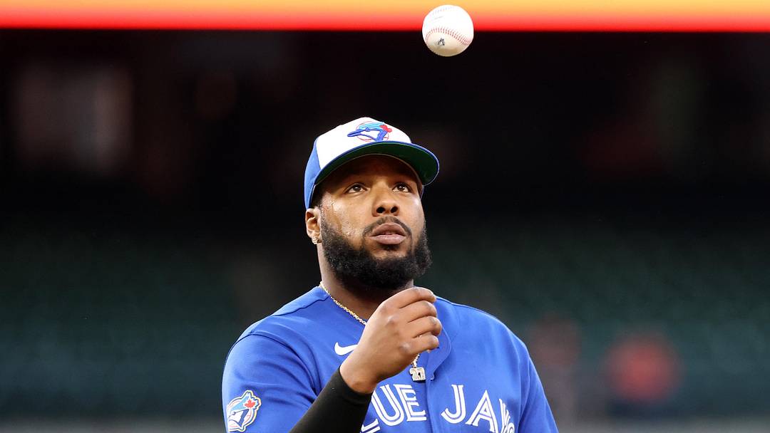 May 27, 2026; Baltimore, Maryland, USA; Toronto Blue Jays first baseman Vladimir Guerrero Jr. (27) looks on during the sixth inning against the Baltimore Orioles at Oriole Park at Camden Yards. Mandatory Credit: Daniel Kucin Jr.-Imagn Images