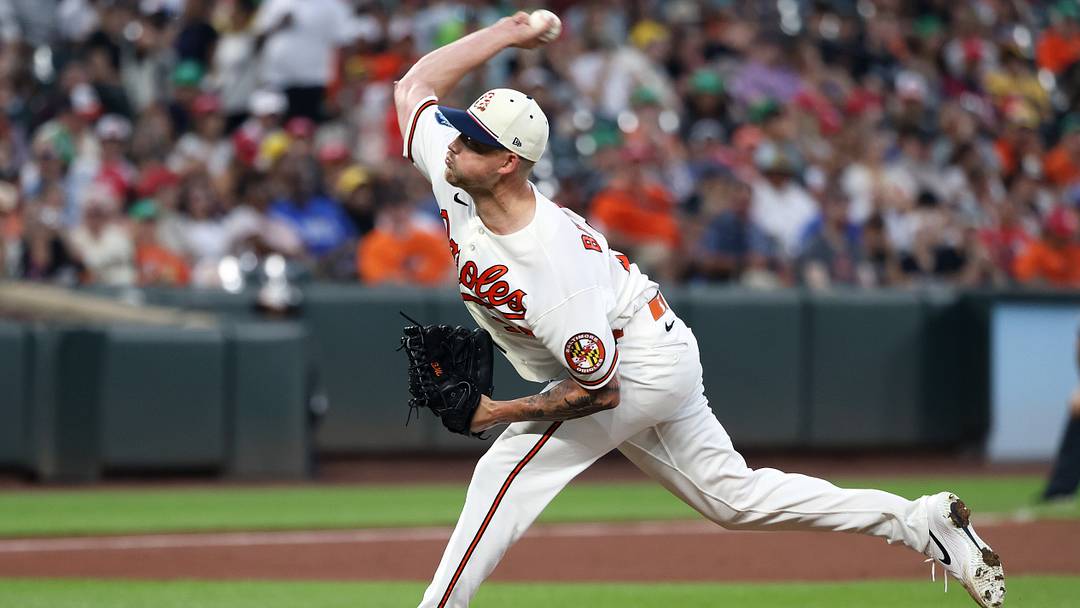 Jul 11, 2026; Baltimore, Maryland, USA; Baltimore Orioles pitcher Kyle Bradish (38) throws during the sixth inning against the Kansas City Royals at Oriole Park at Camden Yards. Mandatory Credit: Daniel Kucin Jr.-Imagn Images Jul 11, 2026; Baltimore, Maryland, USA; Baltimore Orioles pitcher Kyle Bradish (38) throws during the sixth inning against the Kansas City Royals at Oriole Park at Camden Yards. Mandatory Credit: Daniel Kucin Jr.-Imagn Images
