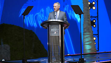 Major League Baseball Commissioner Rob Manfred speaks at the 2022 MLB Draft.
