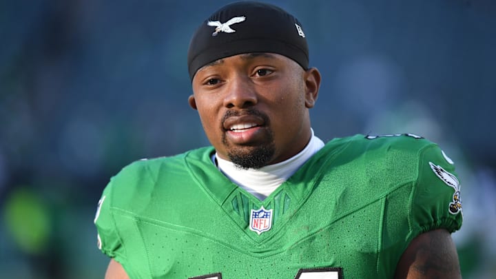  Philadelphia Eagles running back Kenneth Gainwell (14) against the Jacksonville Jaguars at Lincoln Financial Field.