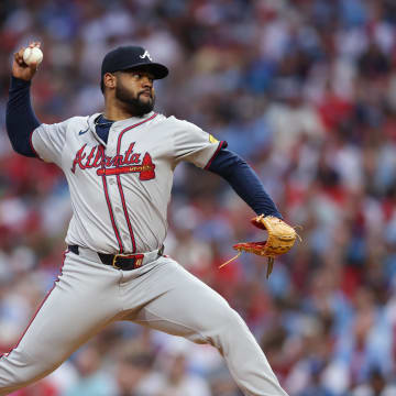 Atlanta Braves pitcher Reynaldo Lopez (40) throws a pitch against the Philadelphia Phillies during the second inning at Citizens Bank Park on Aug 30.