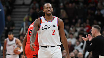 Feb 2, 2025; Toronto, Ontario, CAN; Los Angeles Clippers forward Kawhi Leonard (2) walks off the floor after time out was called in the second half against the Toronto Raptors at Scotiabank Arena. Mandatory Credit: Dan Hamilton-Imagn Images
